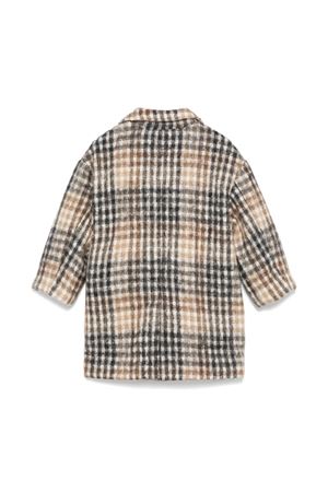 Brown checked wool coat DOUUOD KIDS | DV2P80E0195119GR